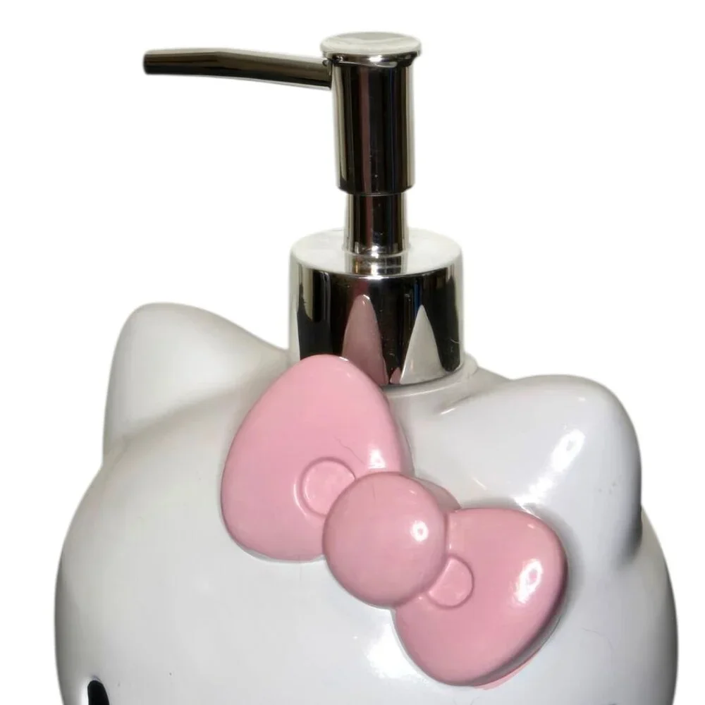 Hello Kitty Soap Dispenser Sanrio Ceramic Bathroom Pump Pink Bow Kawaii Decor